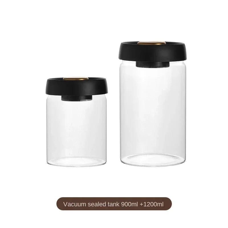 Pote de vidro a vácuo para cafés.