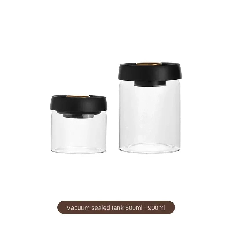 Pote de vidro a vácuo para cafés.