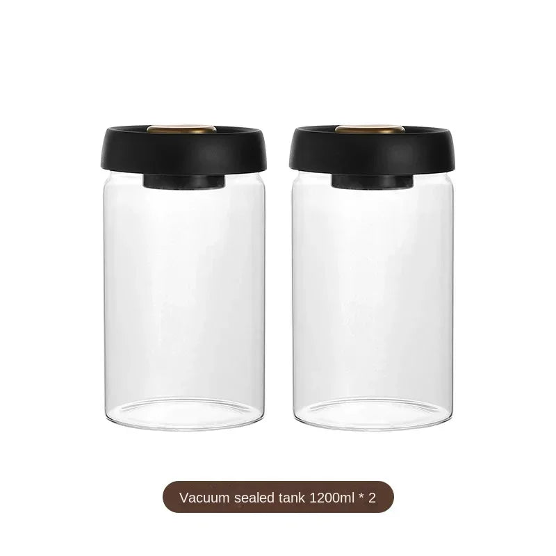 Pote de vidro a vácuo para cafés.